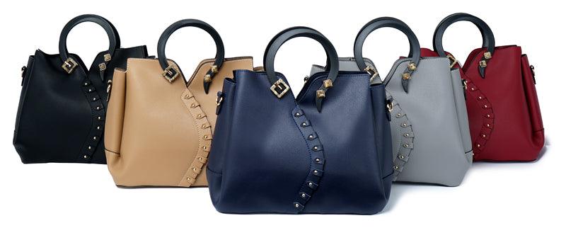 Classy Leather Fashionista Tote 3 in 1 Handbags -Blue - Obeezi.com
