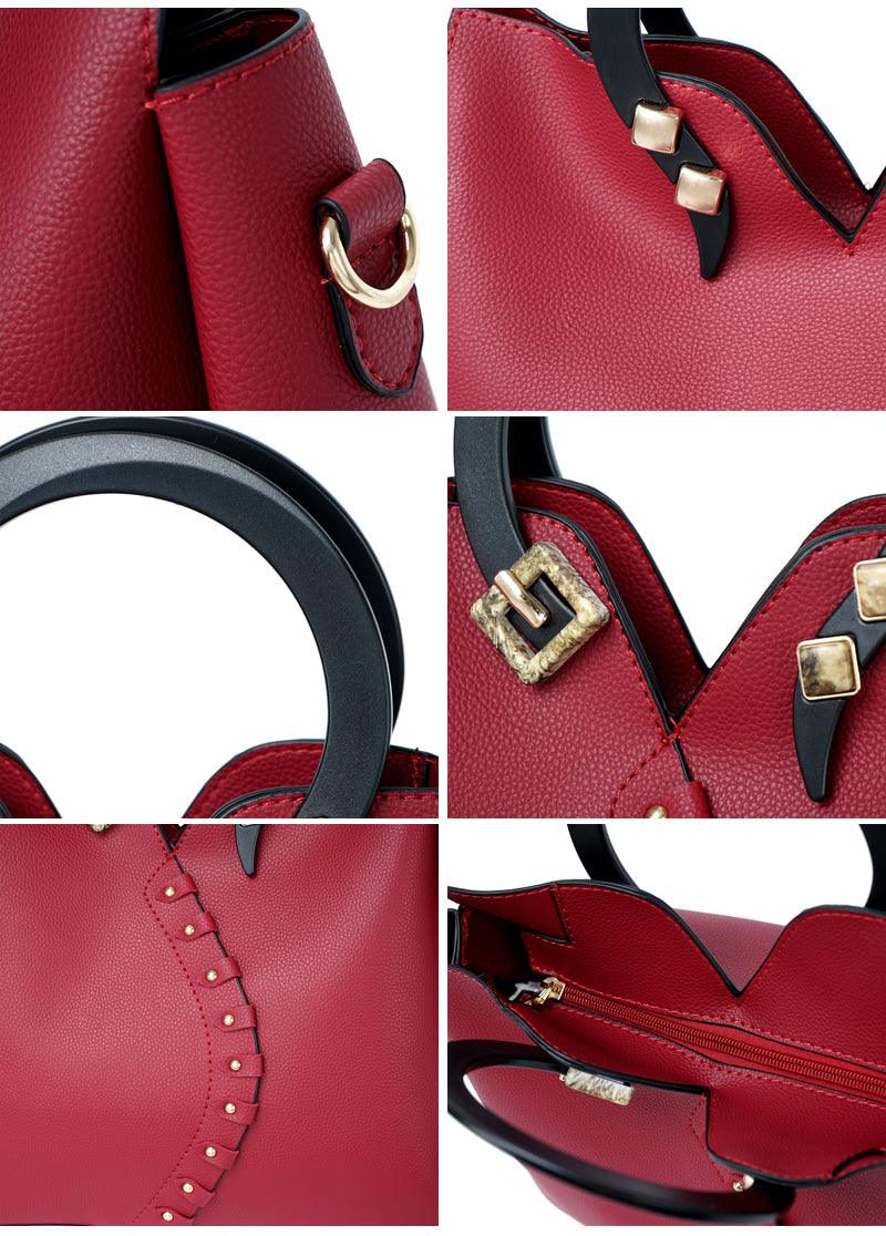 Classy Leather Fashionista Tote 3 in 1 Handbags -Grey - Obeezi.com