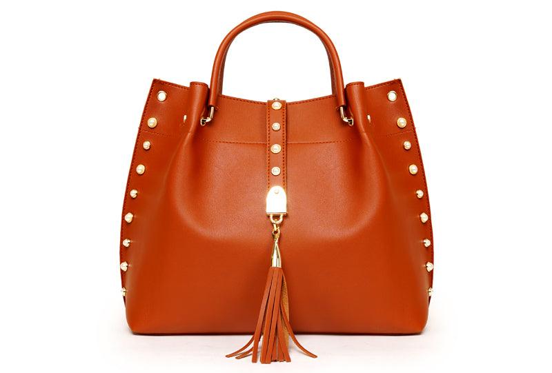 Classy Leather Luxury Design 3pcs Woman Red Wine Handbag - Obeezi.com