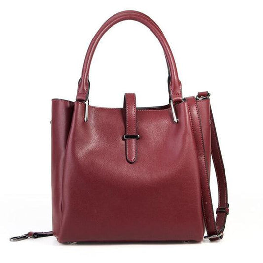 Collic Wine Leather Tote Women's Handbag - Obeezi.com