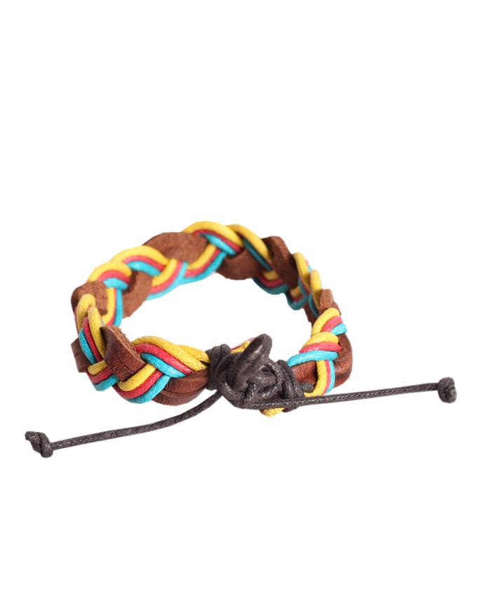 Colorful Unisex Woven Wristband Bracelet Leather - Obeezi.com