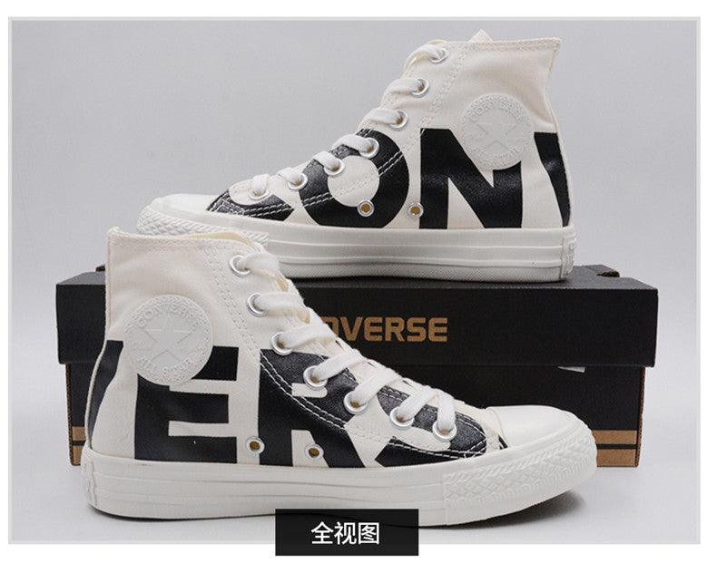 Converse All Star Looney Tunes Cartoon Hightop White Black Sneaker - Obeezi