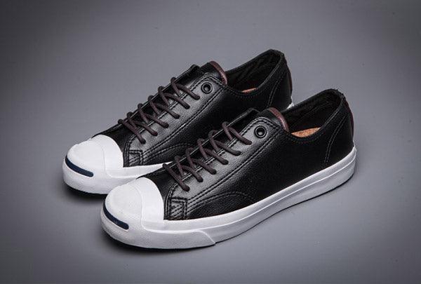 Converse Black Jack Purcell Ox Velcro Low Top Leather Sneakers - Obeezi