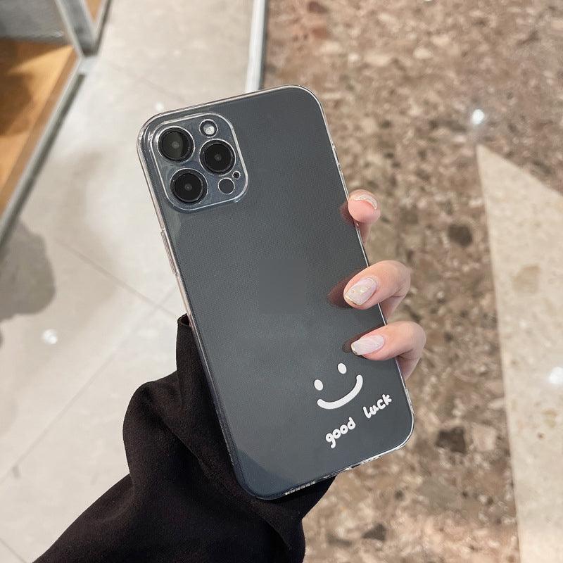 Creative smiley face pattern transparent mobile phone case for iphone 11promax, 12, 12 mini, 12 pro, 11 pro, 12 promax, 11, XR and X - Obeezi