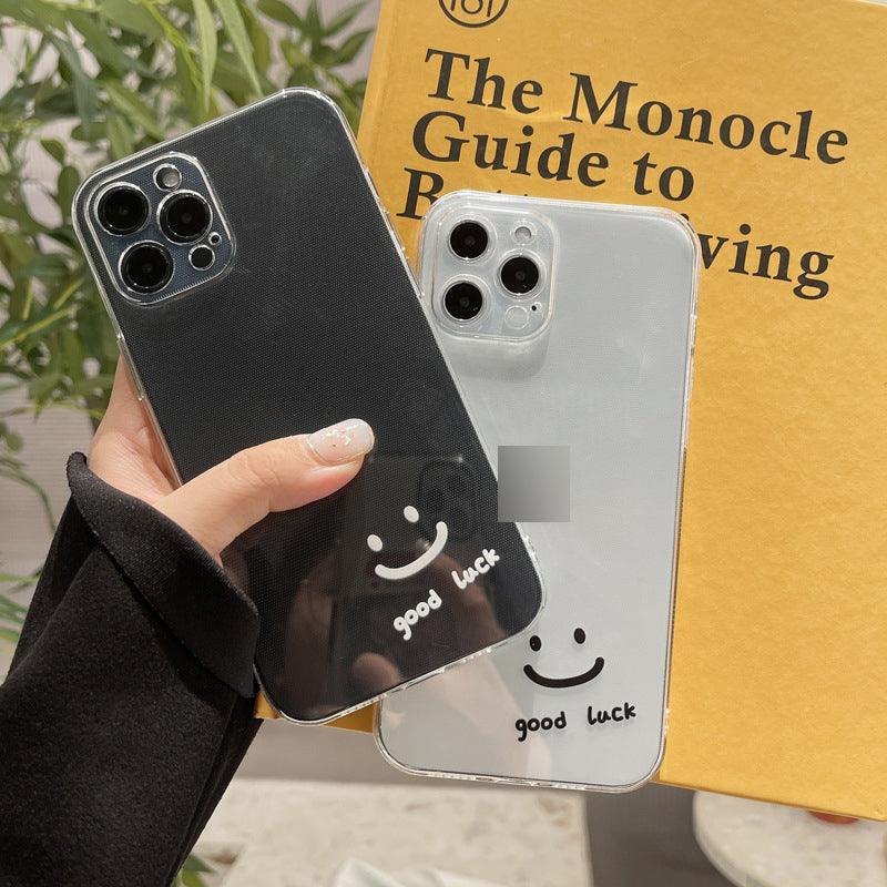 Creative smiley face pattern transparent mobile phone case for iphone 11promax, 12, 12 mini, 12 pro, 11 pro, 12 promax, 11, XR and X - Obeezi