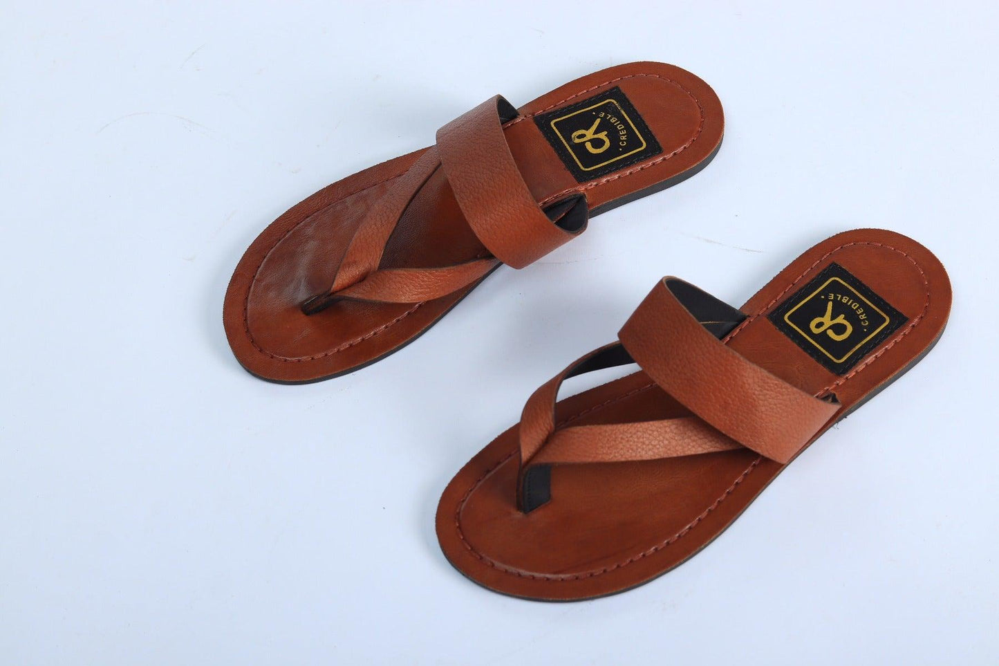 Credible Tan Leather Comfortable Insoles Handmade Slippers - Obeezi