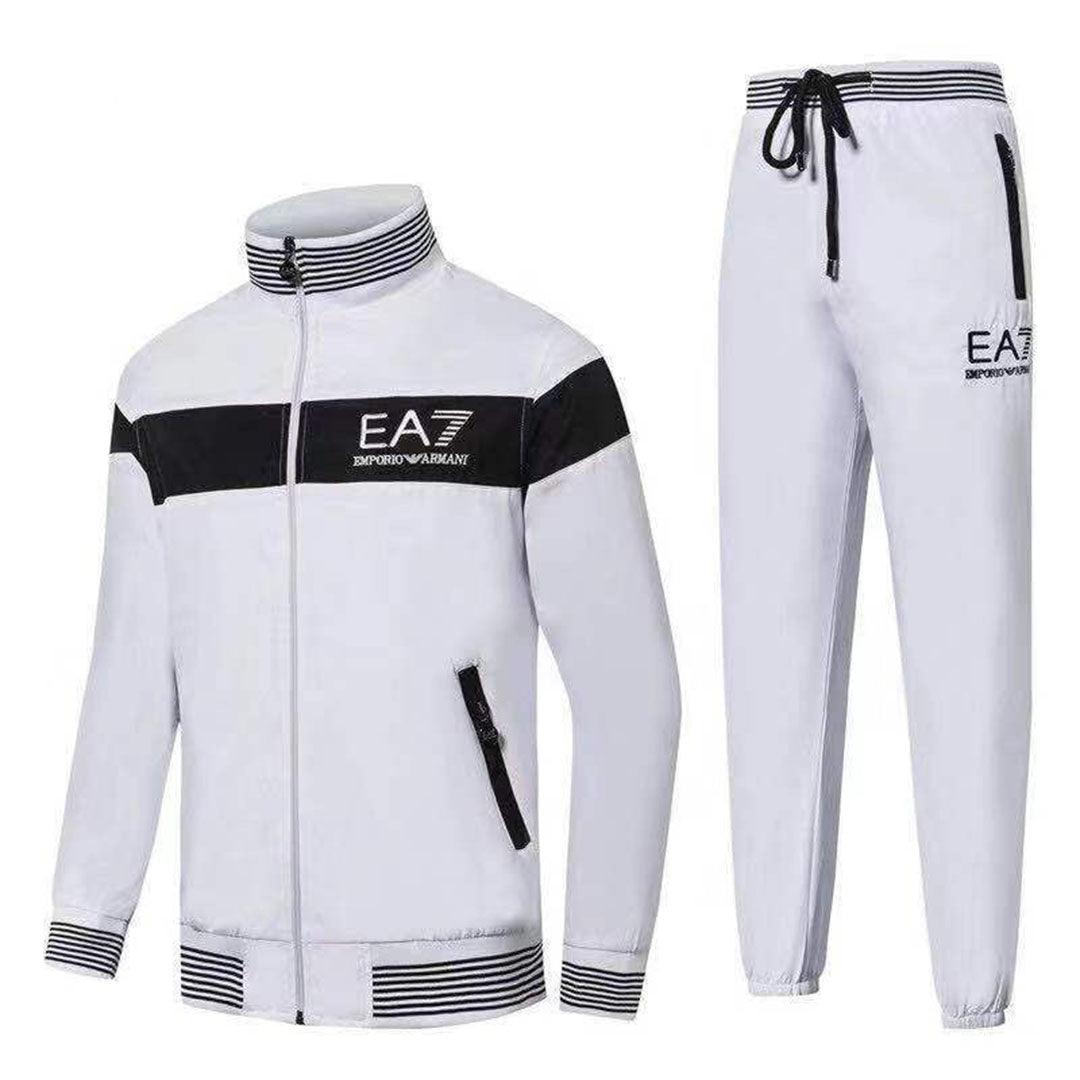 Crested Design White and Black Tracksuits - Obeezi