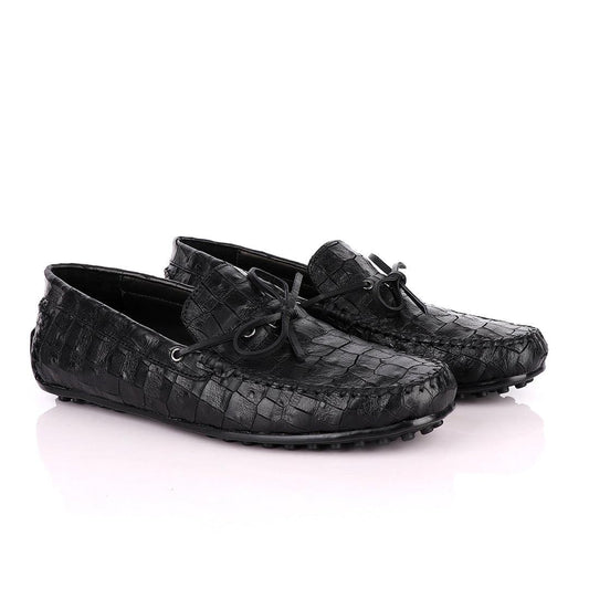 Croc Leather Stylus Black Drivers - Obeezi