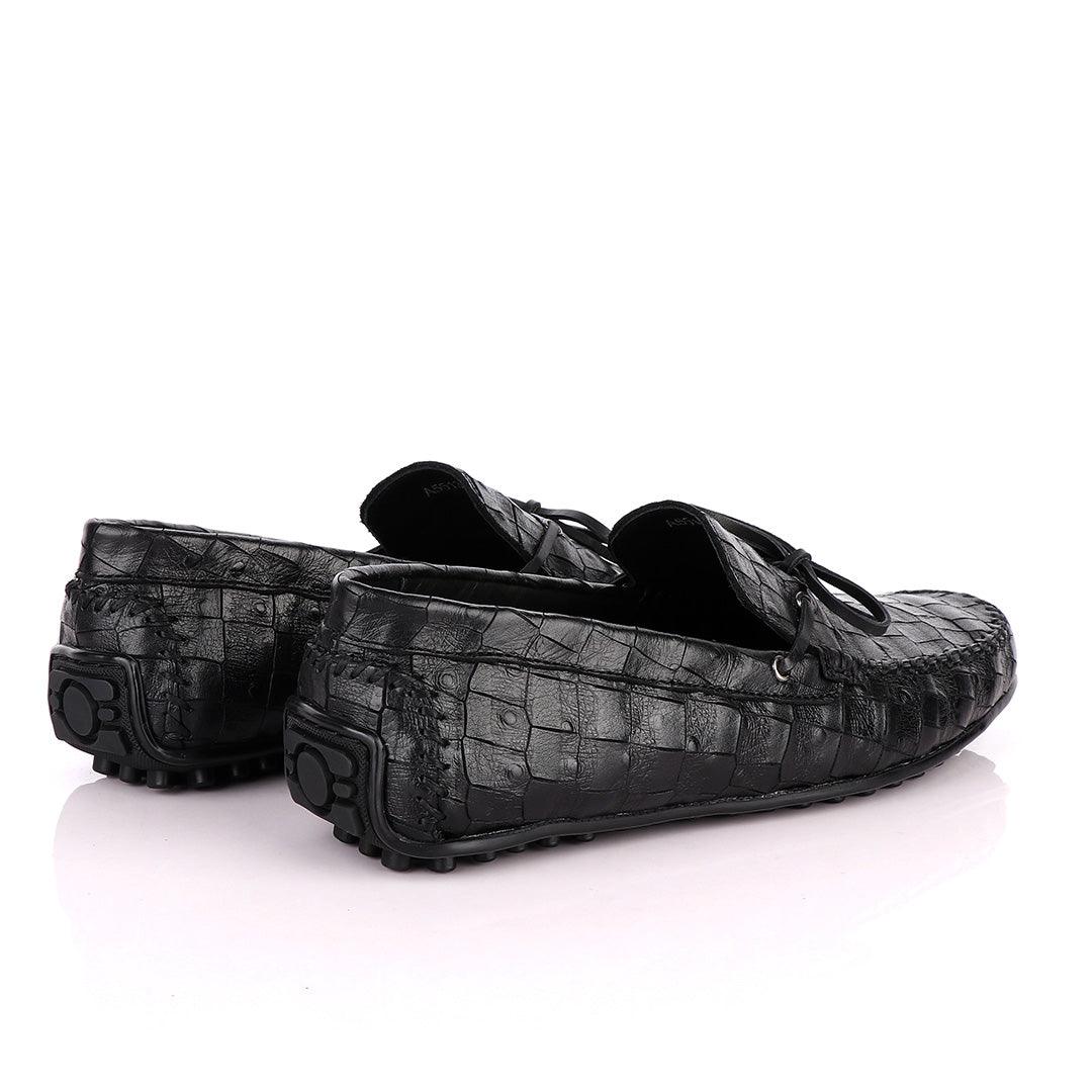 Croc Leather Stylus Black Drivers - Obeezi