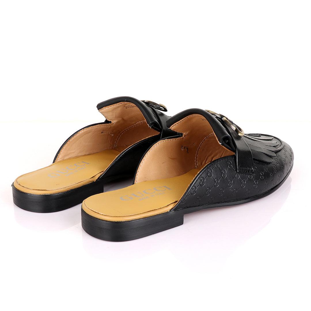 Crown Lashes Black Mole Half Leather Shoe - Obeezi