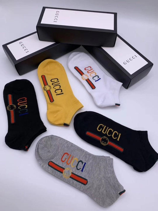 Custom Made 5 in 1 Black Yellow Grey White and NavyBlue Socks - Obeezi.com