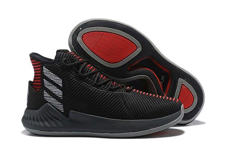 D Rose 9 Basketball Black White And Red Line Sneakers - Obeezi