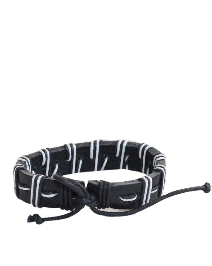 Dalu Multi Wrap Rope Braided White and Black Leather - Obeezi.com