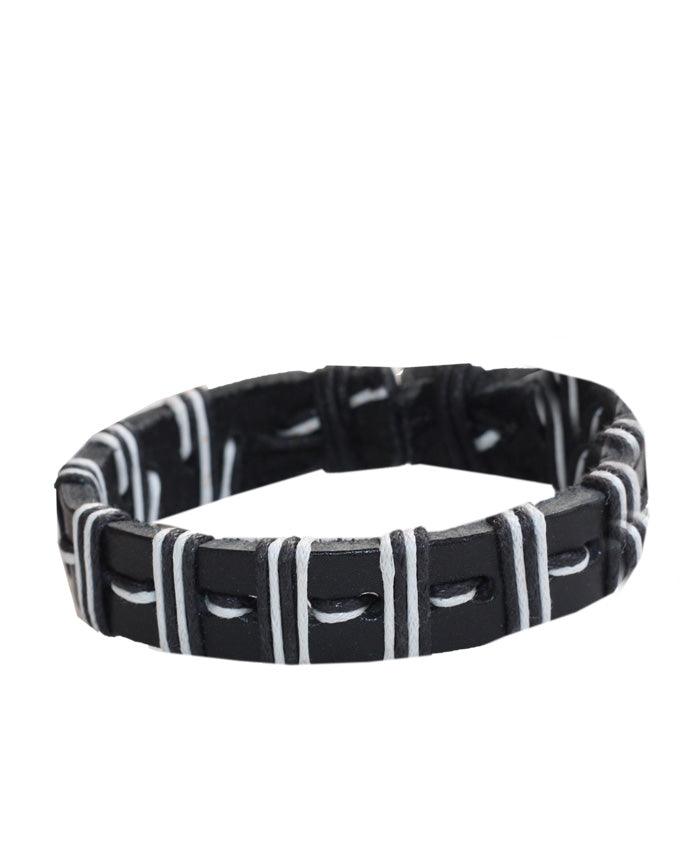 Dalu Multi Wrap Rope Braided White and Black Leather - Obeezi.com