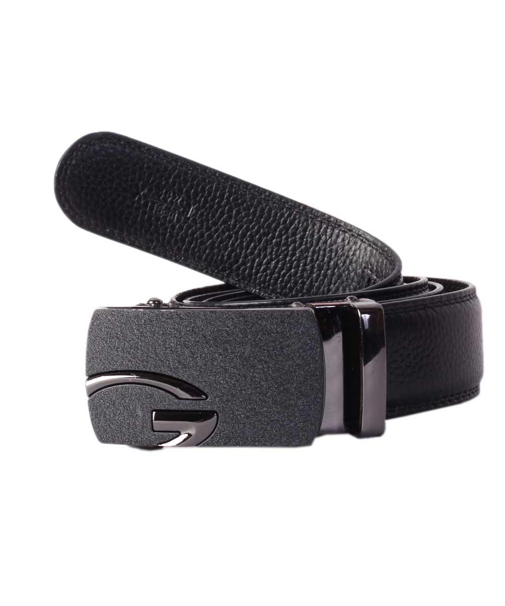 Dark side logo Print black leather Belt - Obeezi.com