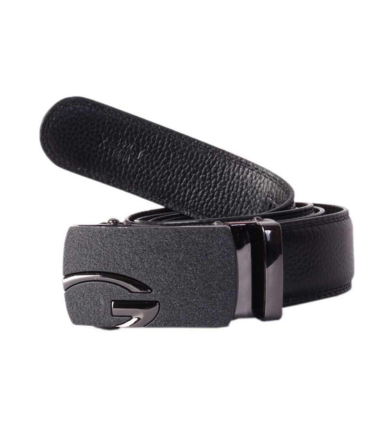 Dark side logo Print black leather Belt - Obeezi.com