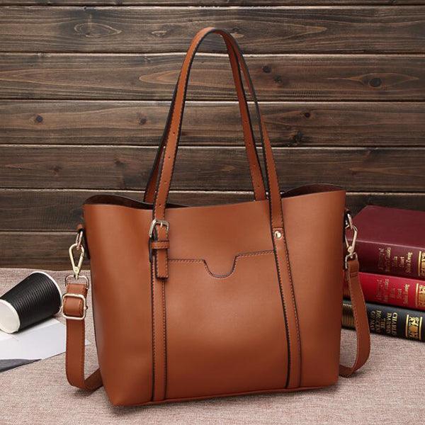 Designer Handbag With Front Pocket women Tote Handbag -Brown - Obeezi.com