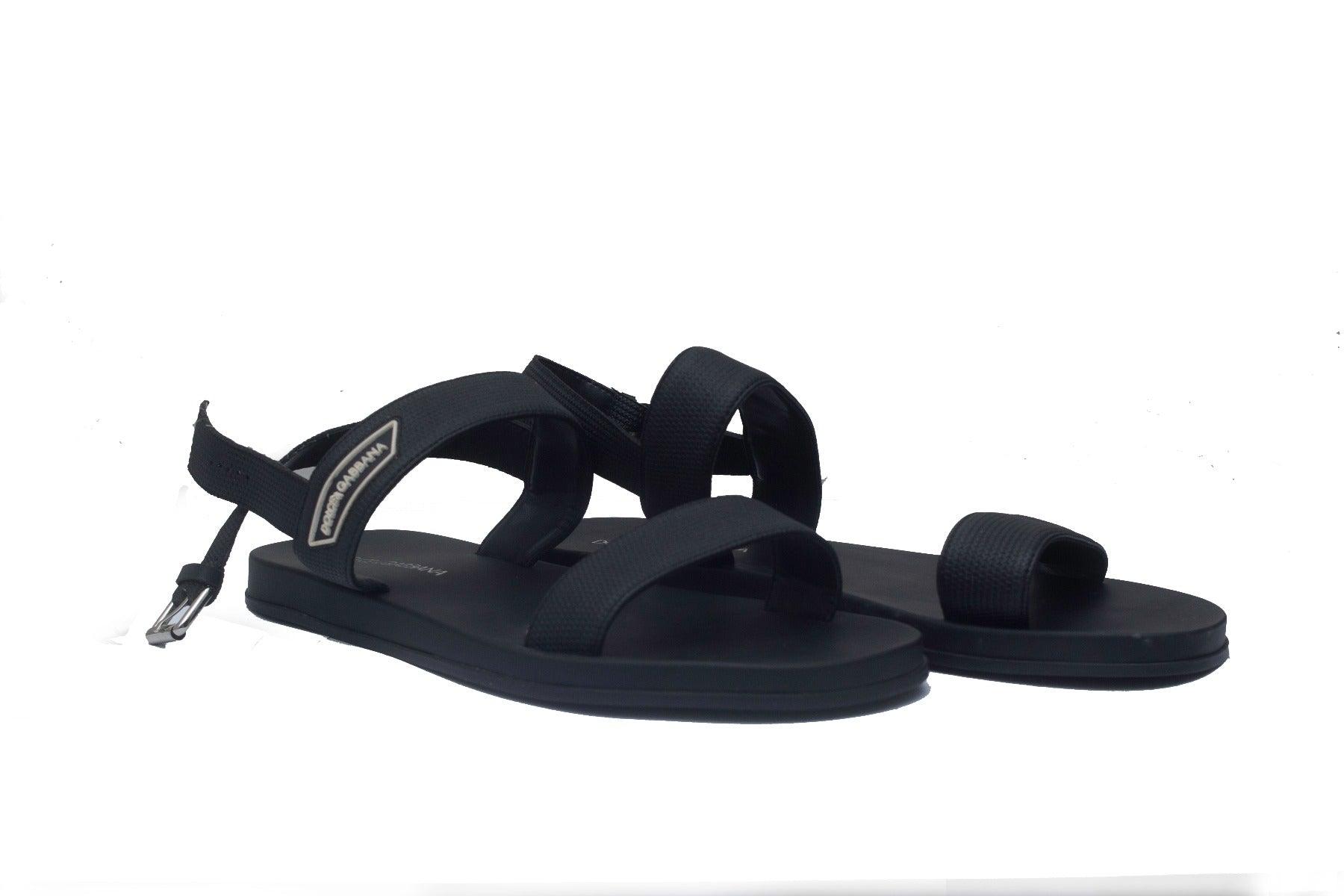 DG Class Men's Black Leather Sandals - Obeezi