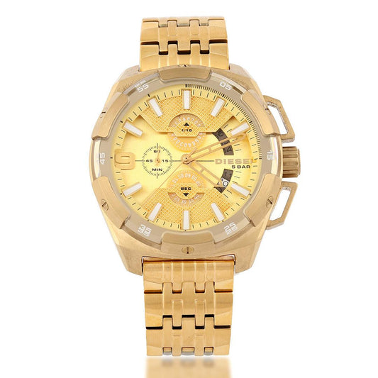 Diesel Authentic Men's Mega Chief Chronograph 5 Bar Gold Watch - Obeezi.com