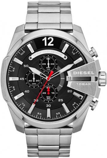 Diesel DZ4308 Mega Chief Men Black Dial Stainless Steel Band Watch - Obeezi.com