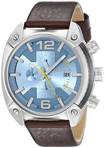 Diesel DZ4340 Overflow Grey Dial Brown Leather Strap Watch - Obeezi.com