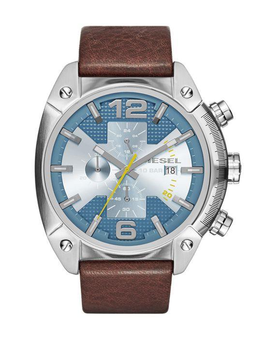 Diesel DZ4340 Overflow Grey Dial Brown Leather Strap Watch - Obeezi.com