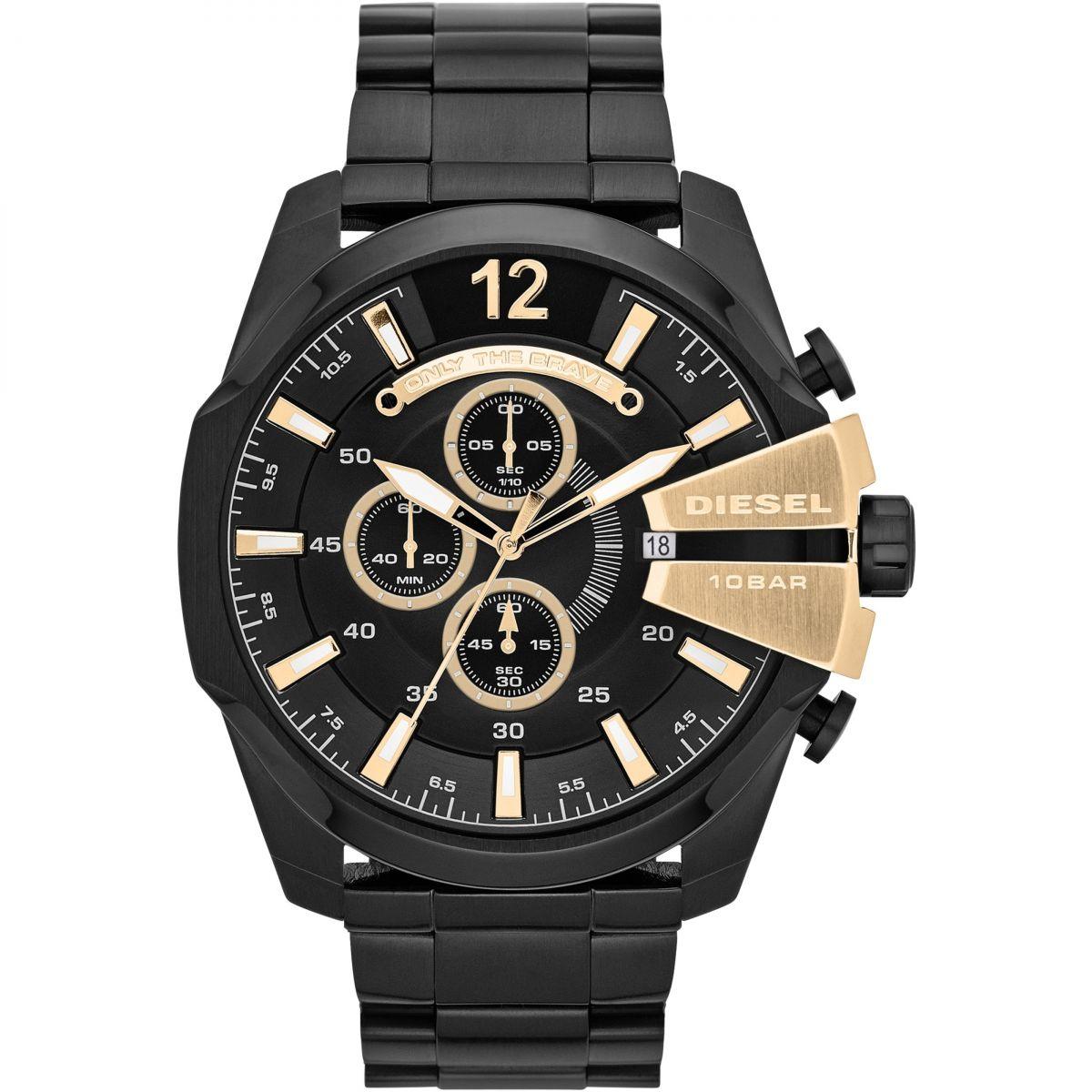 Diesel Mega Chief Chronograph Black Ion-plated Men's Watch DZ4338 - Obeezi.com