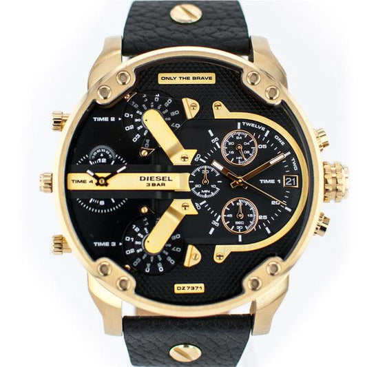 Diesel Men's DZ-7371 Mr Daddy Dual Zone Chronograph Black Dial Leather Watch - Obeezi.com