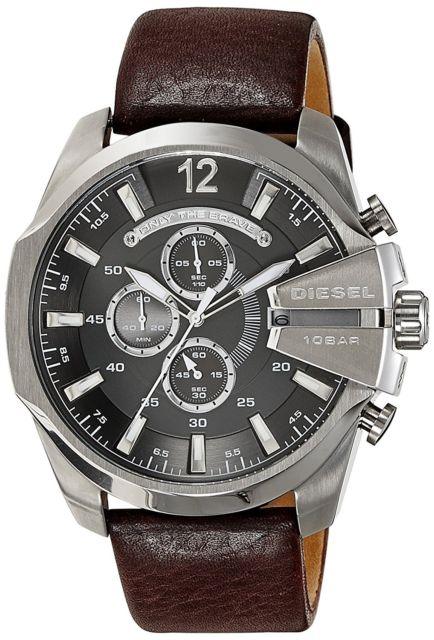 Diesel Men's DZ4290 Chief Chronograph Brown Leather Watch - Obeezi.com