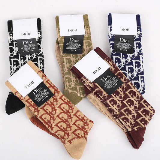 Dio 5 In 1 Logo encrypted Designed Socks - Obeezi.com