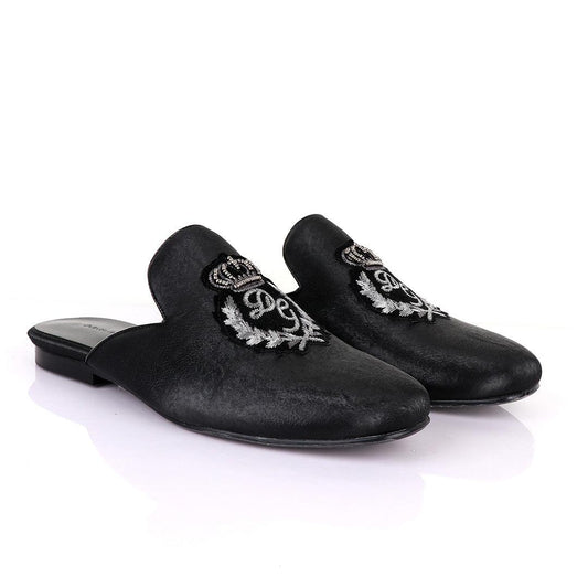 Dolce and Gabbana Crested Design Black Mole Half Shoe - Obeezi