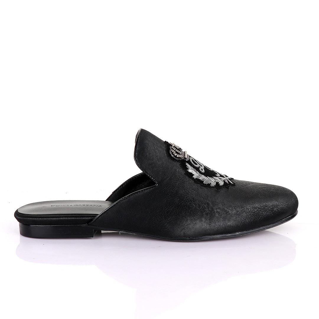 Dolce and Gabbana Crested Design Black Mole Half Shoe - Obeezi