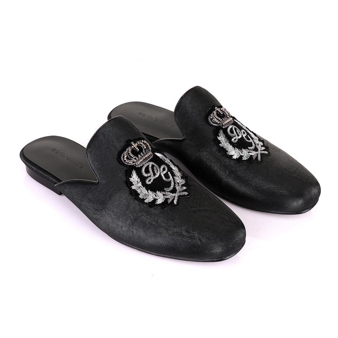 Dolce and Gabbana Crested Design Black Mole Half Shoe - Obeezi