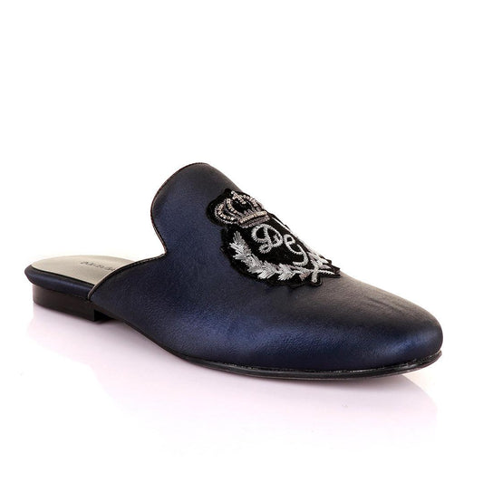 Dolce and Gabbana Crested Design Blue Mole Half Shoe - Obeezi