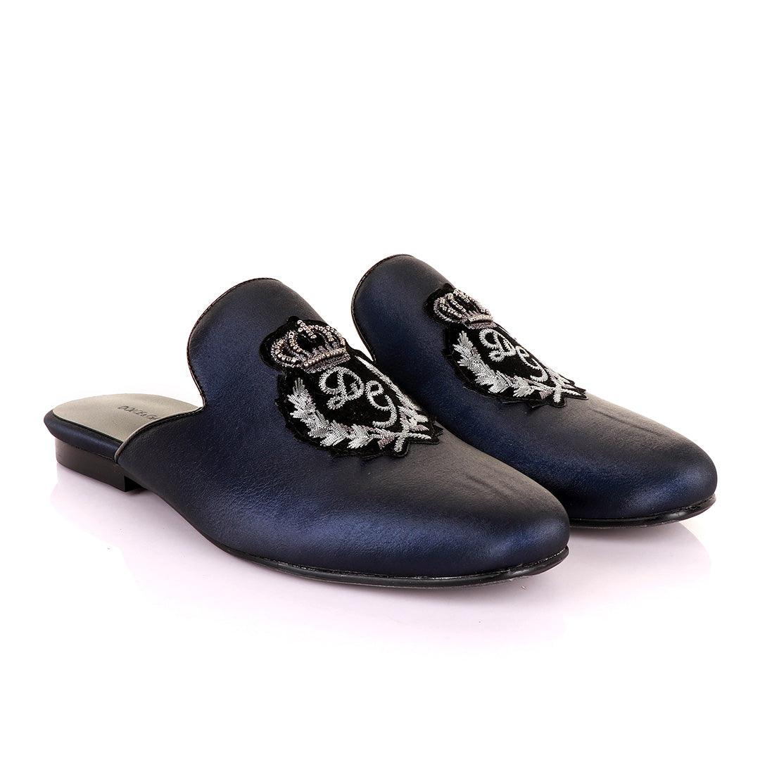 Dolce and Gabbana Crested Design Blue Mole Half Shoe - Obeezi