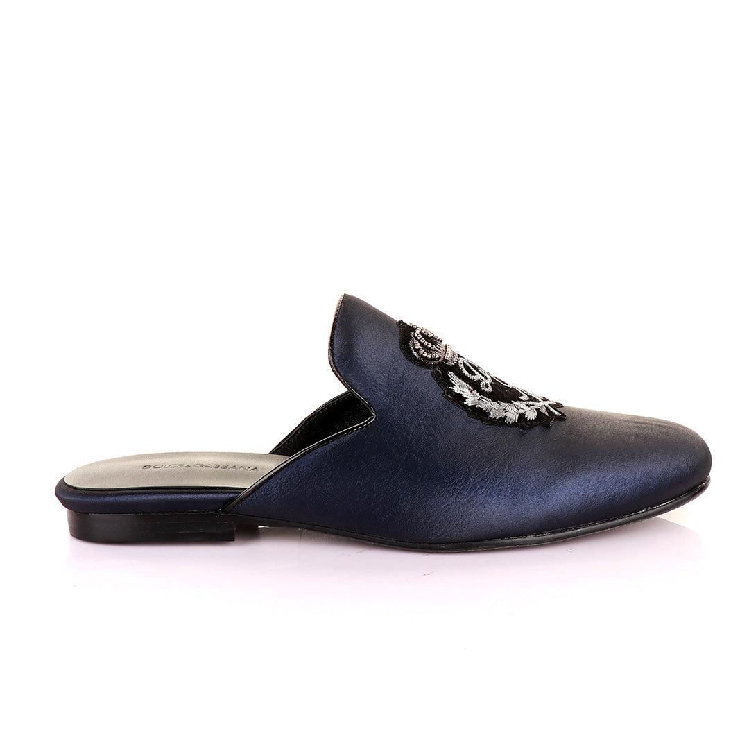 Dolce and Gabbana Crested Design Blue Mole Half Shoe - Obeezi