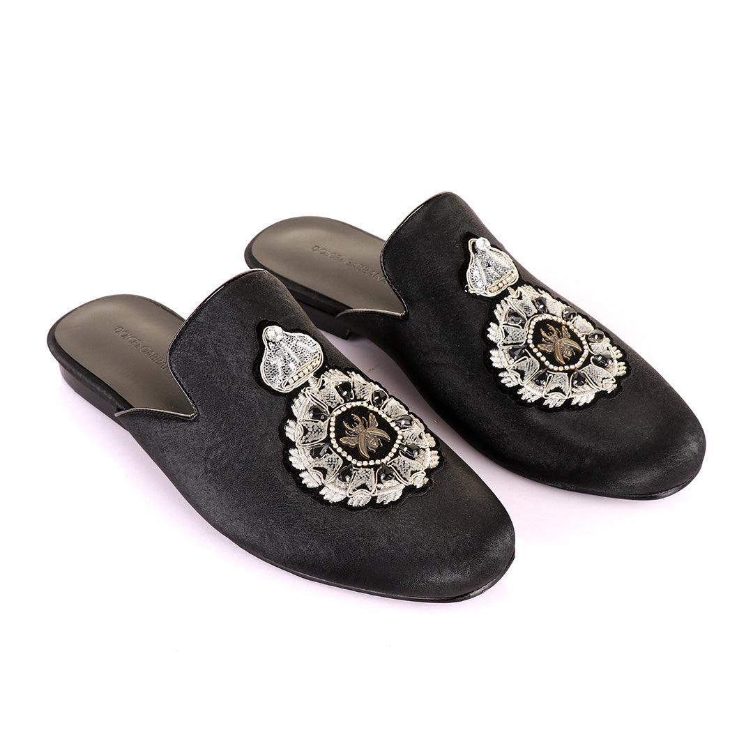 Dolce and Gabbana Spider Design Black Animal Skin Mole Shoe - Obeezi