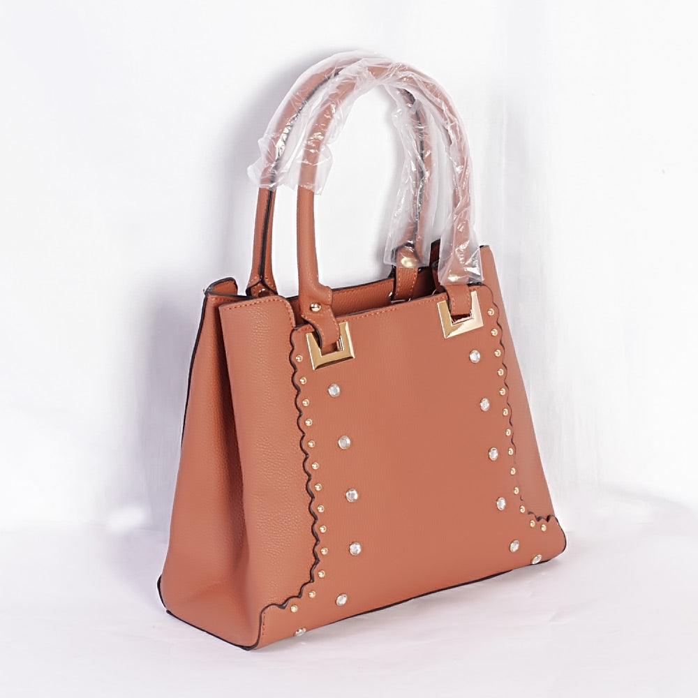 Dreubea Women's Leather With Details HandBag Brown - Obeezi.com