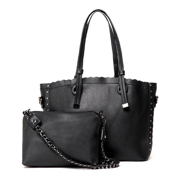 Dreubea Women's Leather With inner HandBag -Black - Obeezi.com