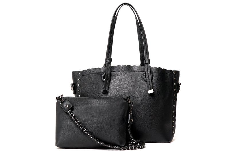Dreubea Women's Leather With inner HandBag -Black - Obeezi.com
