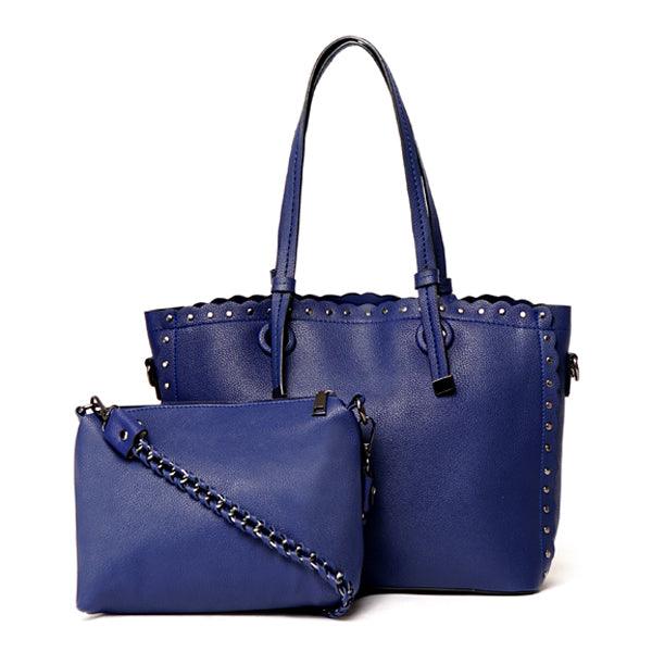 Dreubea Women's Leather With inner HandBag -Blue - Obeezi.com