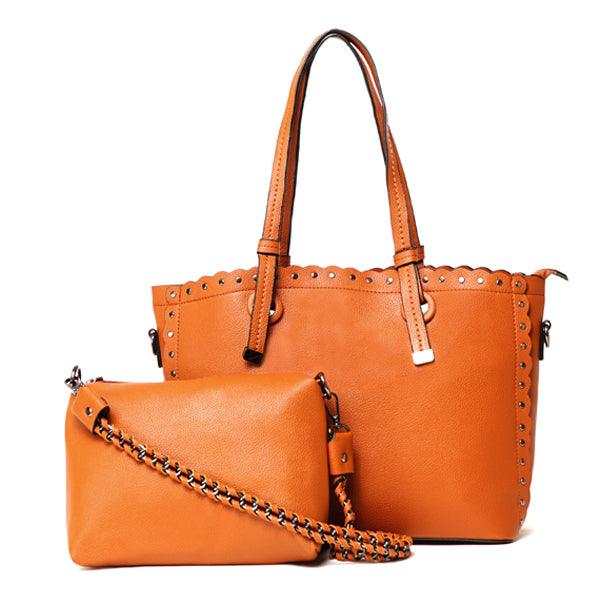 Dreubea Women's Leather With inner HandBag -Brown - Obeezi.com