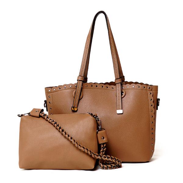 Dreubea Women's Leather With inner HandBag -Coffee - Obeezi.com
