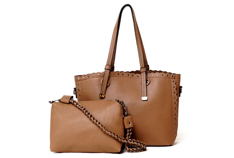 Dreubea Women's Leather With inner HandBag -Coffee - Obeezi.com