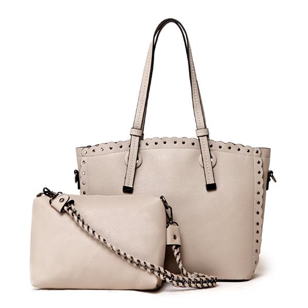 Dreubea Women's Leather With inner HandBag -Grey - Obeezi.com