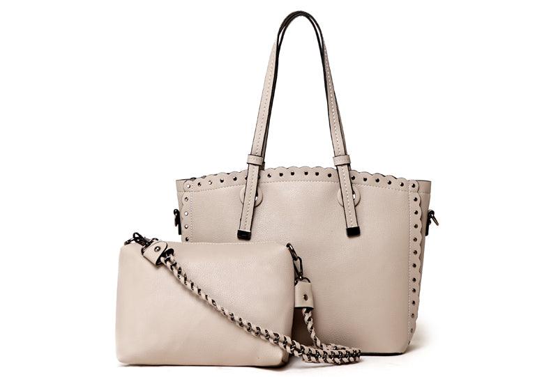 Dreubea Women's Leather With inner HandBag -Grey - Obeezi.com