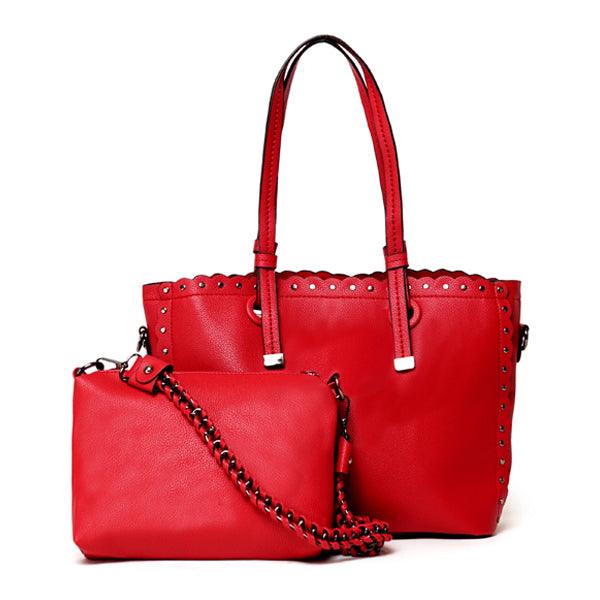 Dreubea Women's Leather With inner HandBag -Red - Obeezi.com