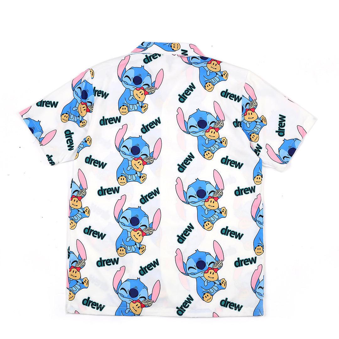 Drew Animated Loved Up Designed Aloha Shirt - White - Obeezi.com