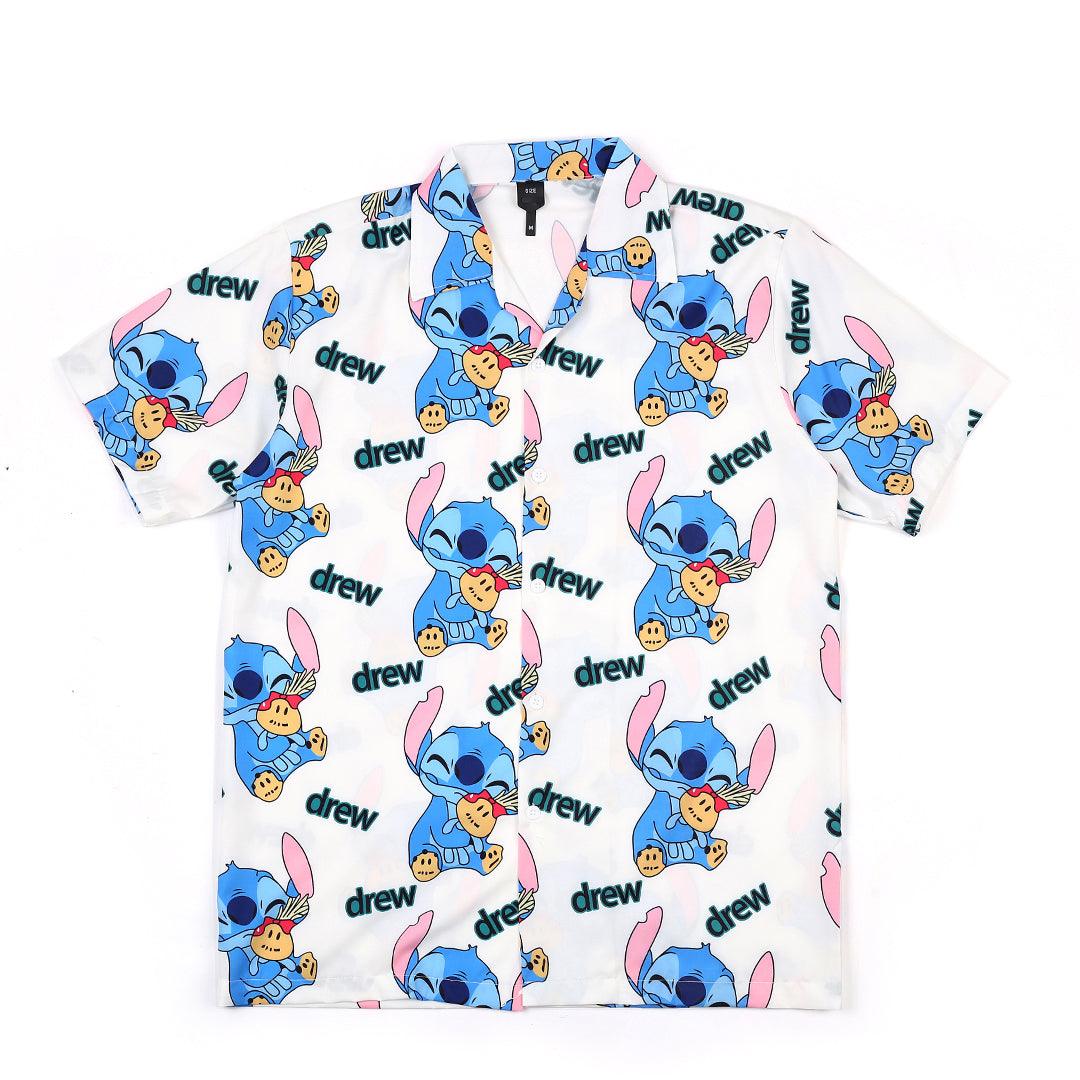 Drew Animated Loved Up Designed Aloha Shirt - White - Obeezi.com