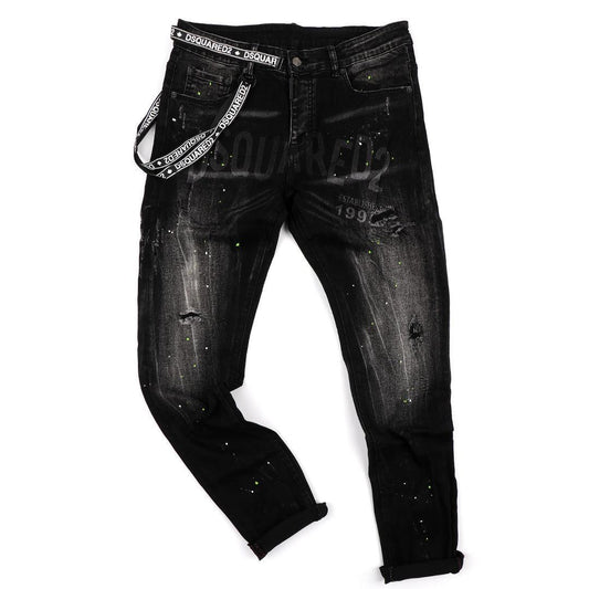 DSQ2 Men's Urban Styled Ripped Jeans- Black - Obeezi.com